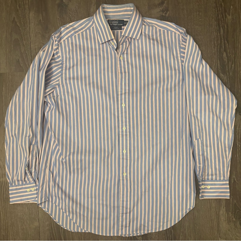 Polo Ralph Lauren Dress Shirt Men 16.5 34/35 Multicolor Regent Classic Fit
